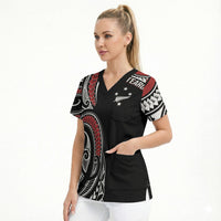 New Zealand Darts Personalized Hei Manaia Scrub Top Classic Kowhaiwhai