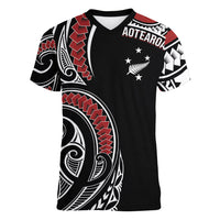 New Zealand Darts Personalized Hei Manaia Women V-Neck T-Shirt Classic Kowhaiwhai