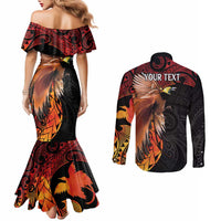 Papua New Guinea Personalised Couples Matching Mermaid Dress and Long Sleeve Button Shirt Grunge Style 49th Independence Anni