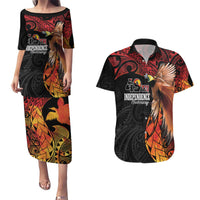 Papua New Guinea Personalised Couples Matching Puletasi and Hawaiian Shirt Grunge Style 49th Independence Anni