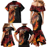 Papua New Guinea Personalised Family Matching Mermaid Dress and Hawaiian Shirt Grunge Style 49th Independence Anni