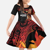 Papua New Guinea Personalised Kid Short Sleeve Dress Grunge Style 49th Independence Anni