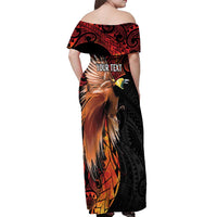 Papua New Guinea Personalised Off Shoulder Maxi Dress Grunge Style 49th Independence Anni