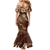 Aloha Hawaii Floral Tapa Family Matching Mermaid Dress and Hawaiian Shirt Patchwork Mocha - Polynesian Pride