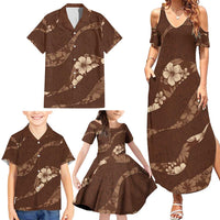 Aloha Hawaii Floral Tapa Family Matching Summer Maxi Dress and Hawaiian Shirt Patchwork Mocha - Polynesian Pride