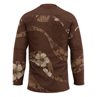 Aloha Hawaii Floral Tapa Hockey Jersey Patchwork Mocha - Polynesian Pride