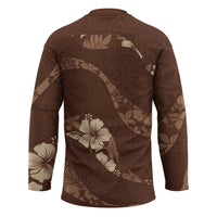 Aloha Hawaii Floral Tapa Hockey Jersey Patchwork Mocha LT7 - Polynesian Pride