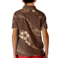 Aloha Hawaii Floral Tapa Kid Polo Shirt Patchwork Mocha LT7 - Polynesian Pride