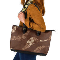 Aloha Hawaii Floral Tapa Leather Tote Bag Patchwork Mocha LT7 Mocha - Polynesian Pride