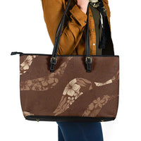 Aloha Hawaii Floral Tapa Leather Tote Bag Patchwork Mocha LT7 - Polynesian Pride