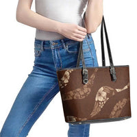 Aloha Hawaii Floral Tapa Leather Tote Bag Patchwork Mocha LT7 - Polynesian Pride
