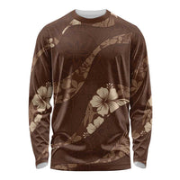 Aloha Hawaii Floral Tapa Long Sleeve Shirt Patchwork Mocha LT7 Unisex Mocha - Polynesian Pride