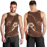 Aloha Hawaii Floral Tapa Men Tank Top Patchwork Mocha LT7 - Polynesian Pride