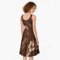 Aloha Hawaii Floral Tapa Midi Dress Patchwork Mocha - Polynesian Pride