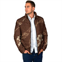 Aloha Hawaii Floral Tapa Padded Jacket Patchwork Mocha LT7 - Polynesian Pride