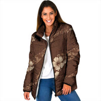 Aloha Hawaii Floral Tapa Padded Jacket Patchwork Mocha LT7 Women Mocha - Polynesian Pride
