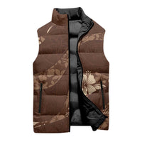Aloha Hawaii Floral Tapa Sleeveless Puffer Jacket Patchwork Mocha LT7 - Polynesian Pride