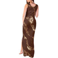 Aloha Hawaii Floral Tapa Tank Maxi Dress Patchwork Mocha - Polynesian Pride