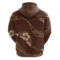 Aloha Hawaii Floral Tapa Zip Hoodie Patchwork Mocha - Polynesian Pride