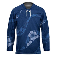 Aloha Hawaii Floral Tapa Hockey Jersey Patchwork Navy - Polynesian Pride