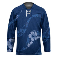 Aloha Hawaii Floral Tapa Hockey Jersey Patchwork Navy - Polynesian Pride