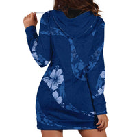 Aloha Hawaii Floral Tapa Hoodie Dress Patchwork Navy - Polynesian Pride