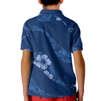 Aloha Hawaii Floral Tapa Kid Polo Shirt Patchwork Navy LT7 - Polynesian Pride