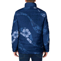 Aloha Hawaii Floral Tapa Padded Jacket Patchwork Navy LT7 - Polynesian Pride