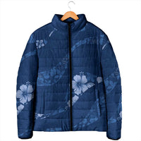 Aloha Hawaii Floral Tapa Padded Jacket Patchwork Navy LT7 - Polynesian Pride