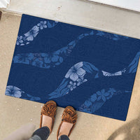 Aloha Hawaii Floral Tapa Rubber Doormat Patchwork Navy LT7 - Polynesian Pride