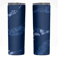 Aloha Hawaii Floral Tapa Skinny Tumbler Patchwork Navy - Polynesian Pride