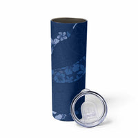 Aloha Hawaii Floral Tapa Skinny Tumbler Patchwork Navy - Polynesian Pride