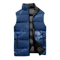 Aloha Hawaii Floral Tapa Sleeveless Puffer Jacket Patchwork Navy LT7 - Polynesian Pride