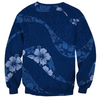 Aloha Hawaii Floral Tapa Sweatshirt Patchwork Navy LT7 - Polynesian Pride