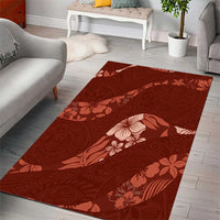 Aloha Hawaii Floral Tapa Area Rug Patchwork Crimson - Polynesian Pride