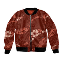 Aloha Hawaii Floral Tapa Bomber Jacket Patchwork Crimson - Polynesian Pride