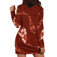 Aloha Hawaii Floral Tapa Hoodie Dress Patchwork Crimson - Polynesian Pride