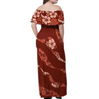 Aloha Hawaii Floral Tapa Off Shoulder Maxi Dress Patchwork Crimson LT7 - Polynesian Pride