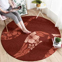 Aloha Hawaii Floral Tapa Round Carpet Patchwork Crimson LT7 - Polynesian Pride