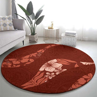 Aloha Hawaii Floral Tapa Round Carpet Patchwork Crimson LT7 - Polynesian Pride