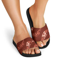 Aloha Hawaii Floral Tapa Slide Sandals Patchwork Crimson - Polynesian Pride