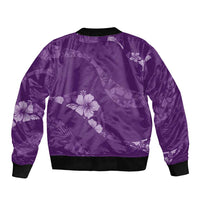 Aloha Hawaii Floral Tapa Bomber Jacket Patchwork Violet - Polynesian Pride