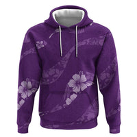 Aloha Hawaii Floral Tapa Hoodie Patchwork Violet - Polynesian Pride