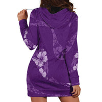 Aloha Hawaii Floral Tapa Hoodie Dress Patchwork Violet - Polynesian Pride