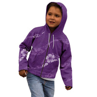 Aloha Hawaii Floral Tapa Kid Hoodie Patchwork Violet - Polynesian Pride
