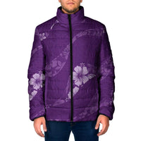 Aloha Hawaii Floral Tapa Padded Jacket Patchwork Violet LT7 Men Violet - Polynesian Pride