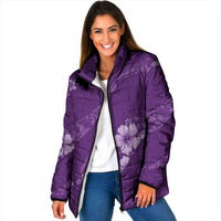 Aloha Hawaii Floral Tapa Padded Jacket Patchwork Violet LT7 Women Violet - Polynesian Pride