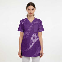 Aloha Hawaii Floral Tapa Scrub Top Patchwork Violet - Polynesian Pride