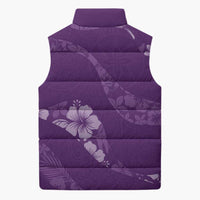 Aloha Hawaii Floral Tapa Sleeveless Puffer Jacket Patchwork Violet LT7 - Polynesian Pride