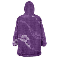 Aloha Hawaii Floral Tapa Wearable Blanket Hoodie Patchwork Violet - Polynesian Pride